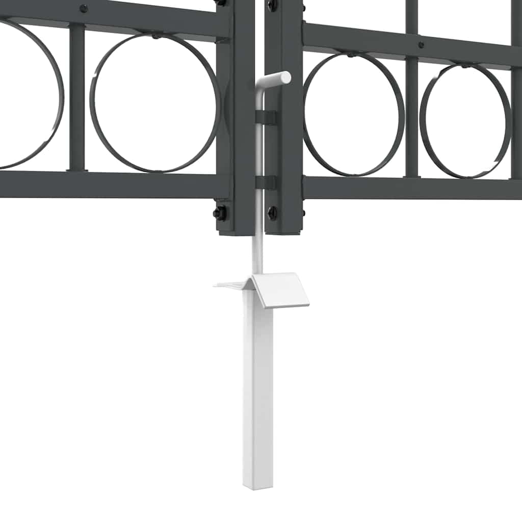 Hagegjerdeport med Bueformet Topp Assen Grå 400 x 100 cm Stål