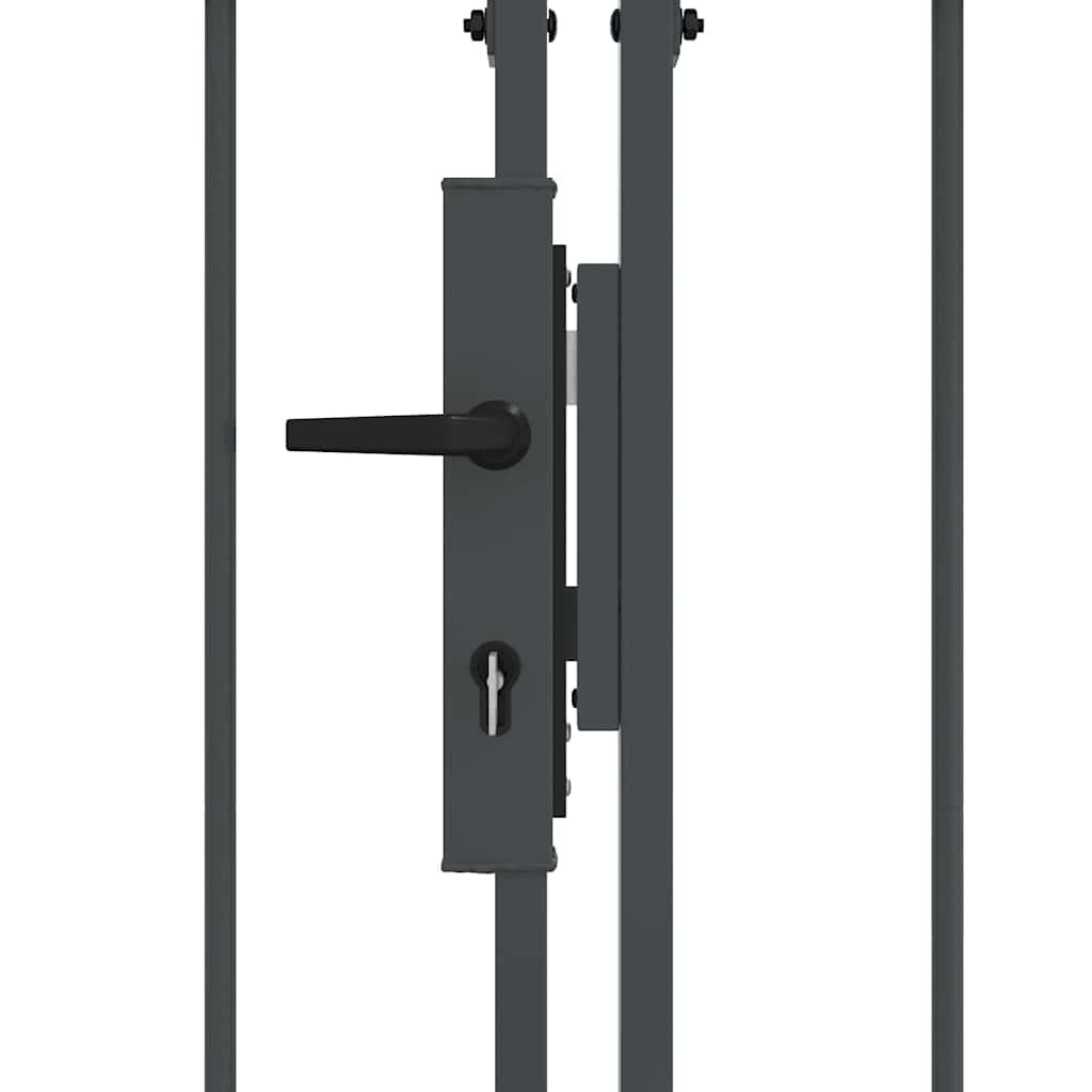 Hagegjerdeport med Bueformet Topp Assen Grå 500 x 100 cm Stål