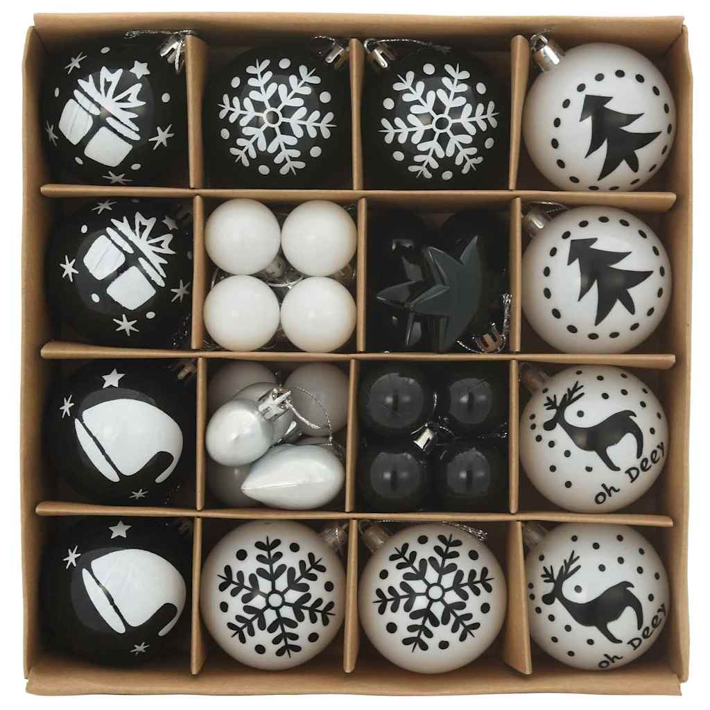 Julekule Sett 40 pcs Svart og Hvit Plast