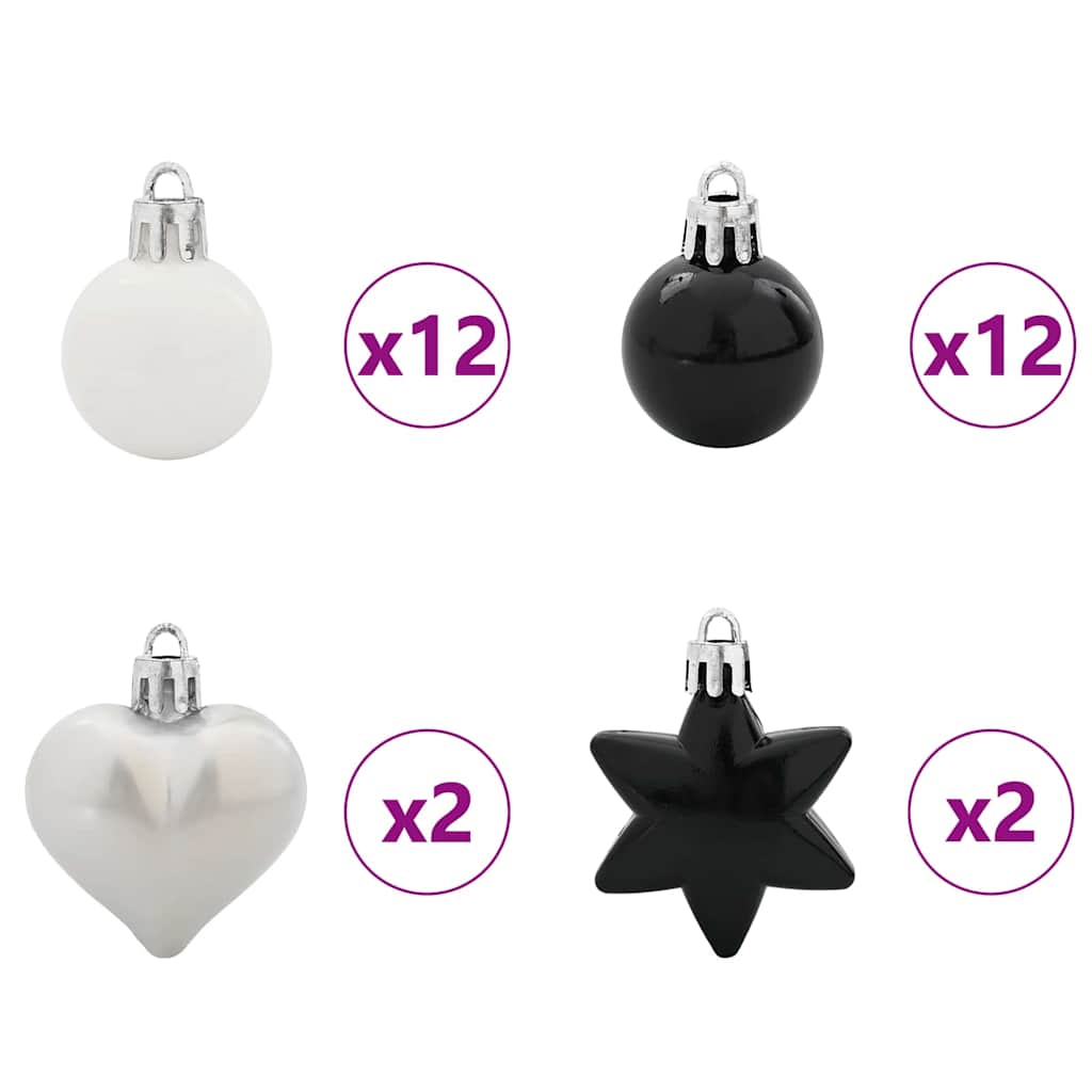 Julekule Sett 40 pcs Svart og Hvit Plast