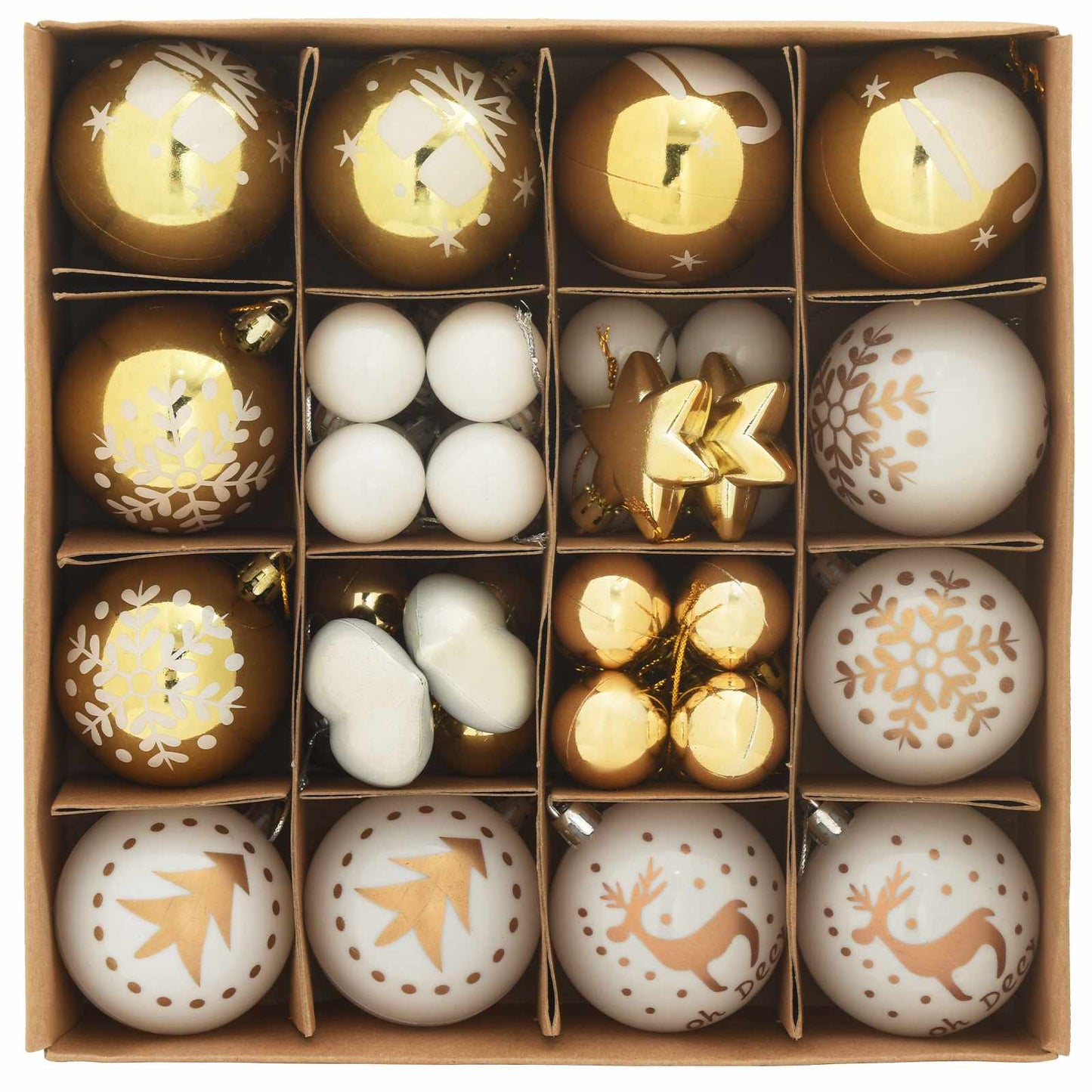 Julekule Sett 40 pcs Hvit og gull Plast