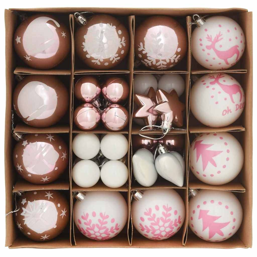 Julekule Sett 40 pcs Hvit og Rosa Plast