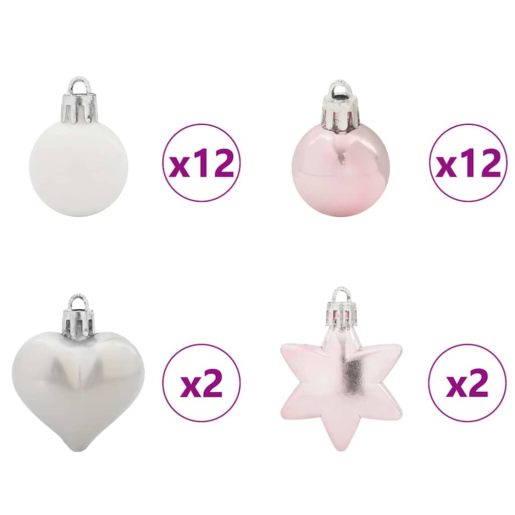 Julekule Sett 40 pcs Hvit og Rosa Plast