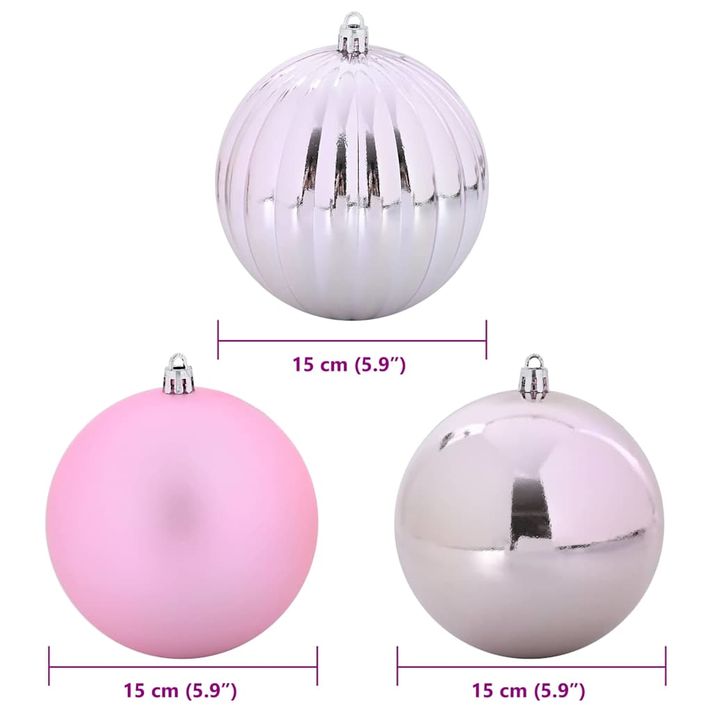 Julekulsett XL 9 pcs Rosa Plast