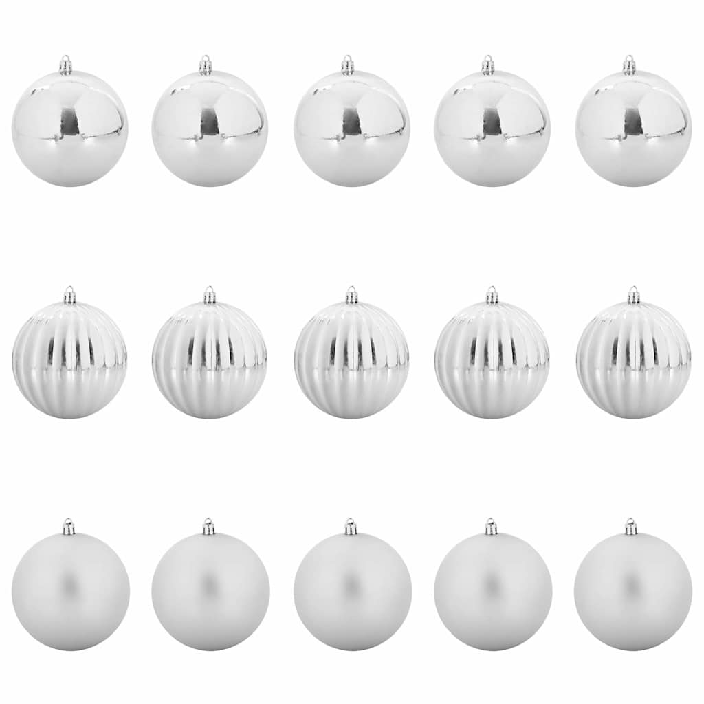 Julekulsett XL 15 pcs sølv Plast