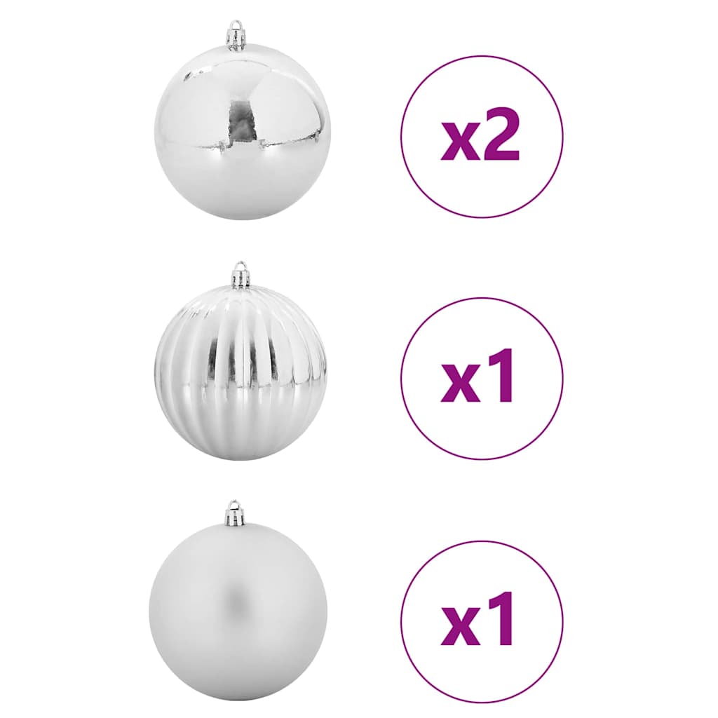 Julekule Sett XXL 4 pcs sølv Ø 20 cm Plast LED-lys