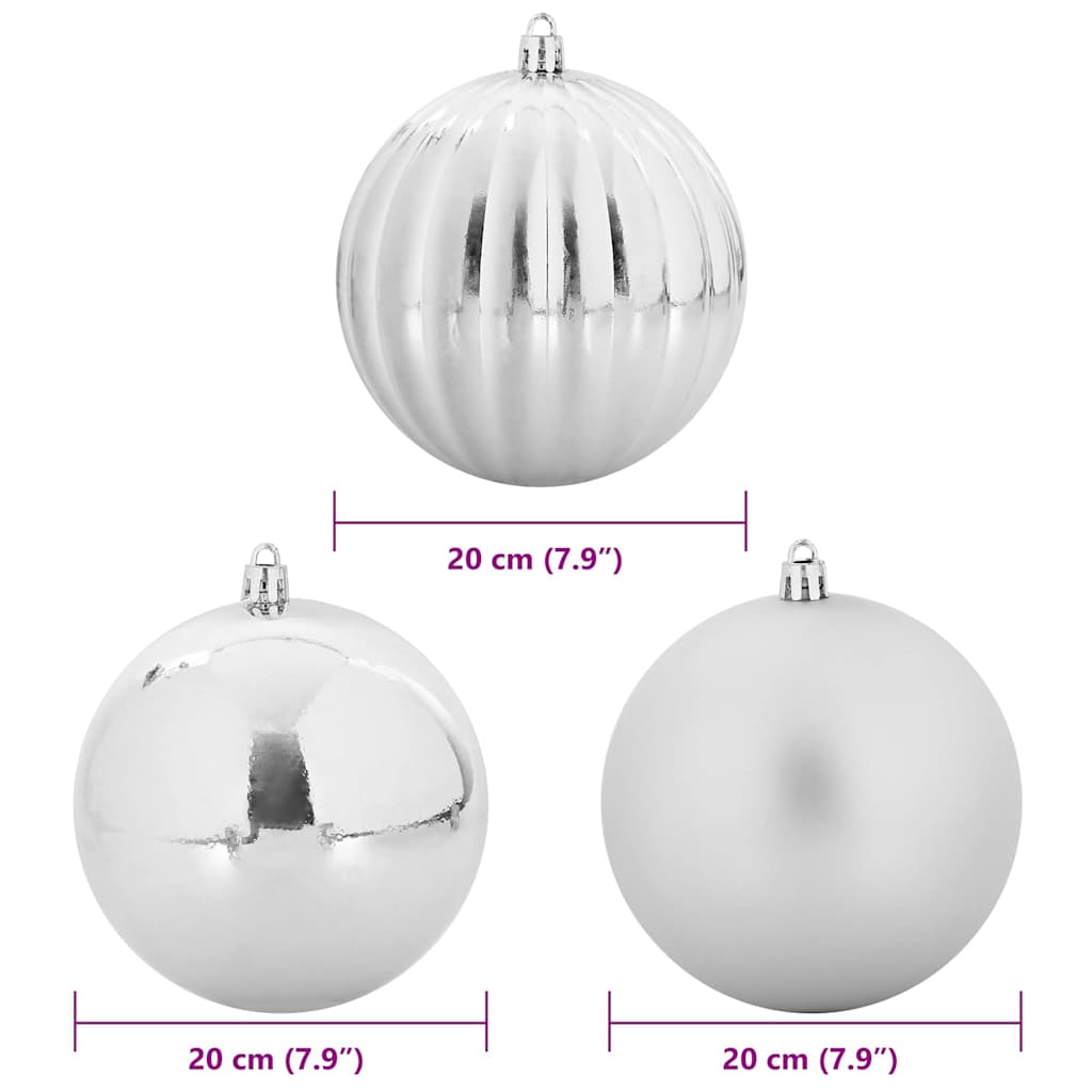 Julekule Sett XXL 4 pcs sølv Ø 20 cm Plast LED-lys