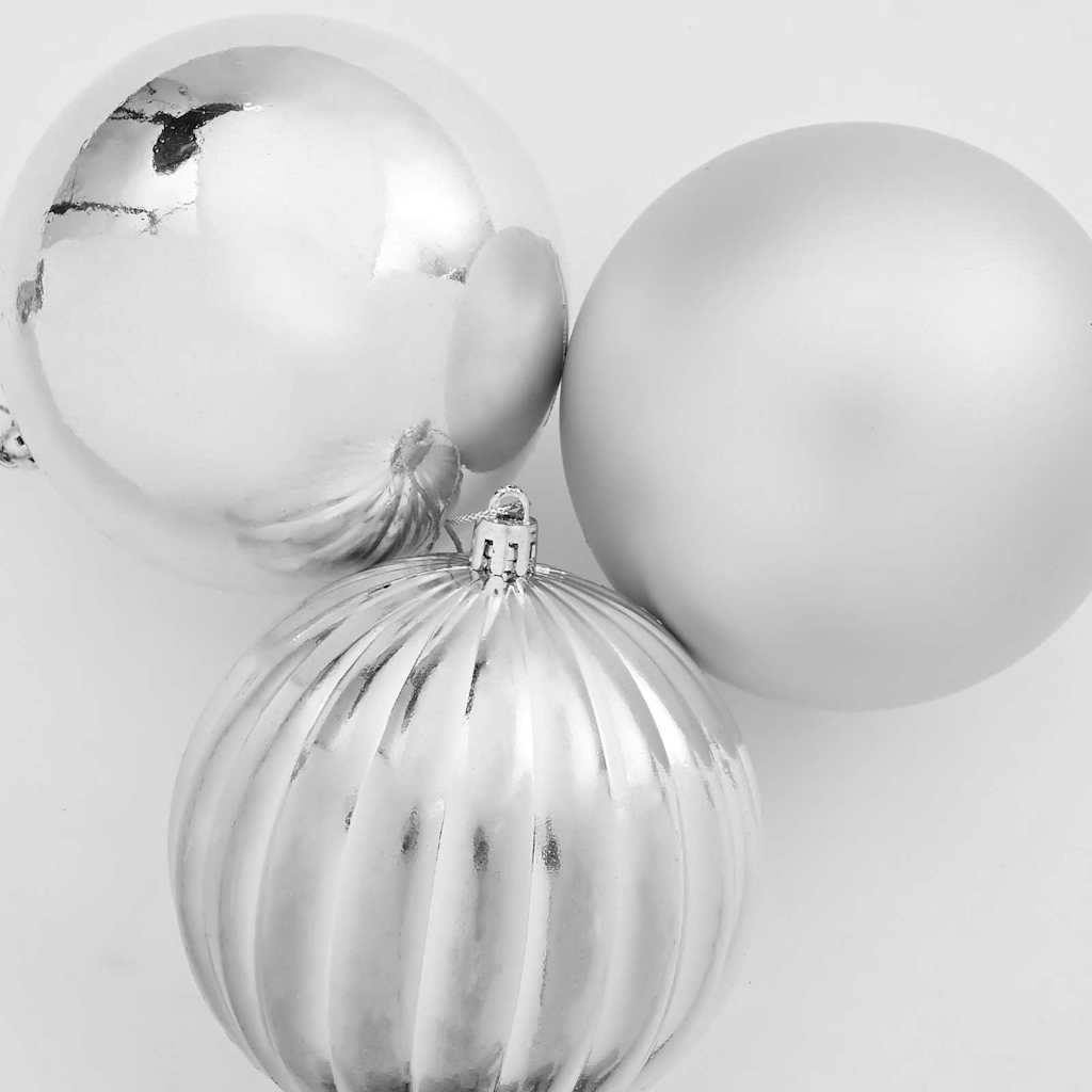 Julepyntsett XXL 3 pcs sølv Plast