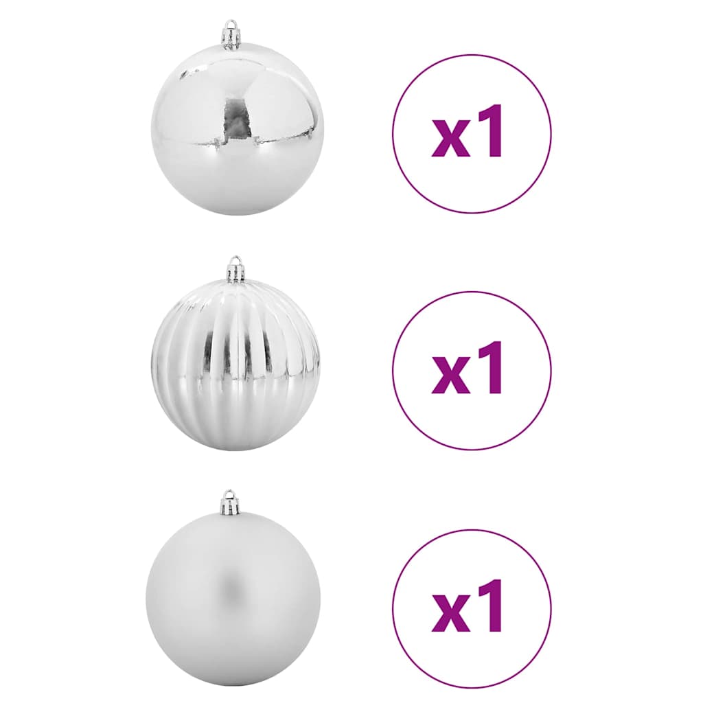 Julepyntsett XXL 3 pcs sølv Plast