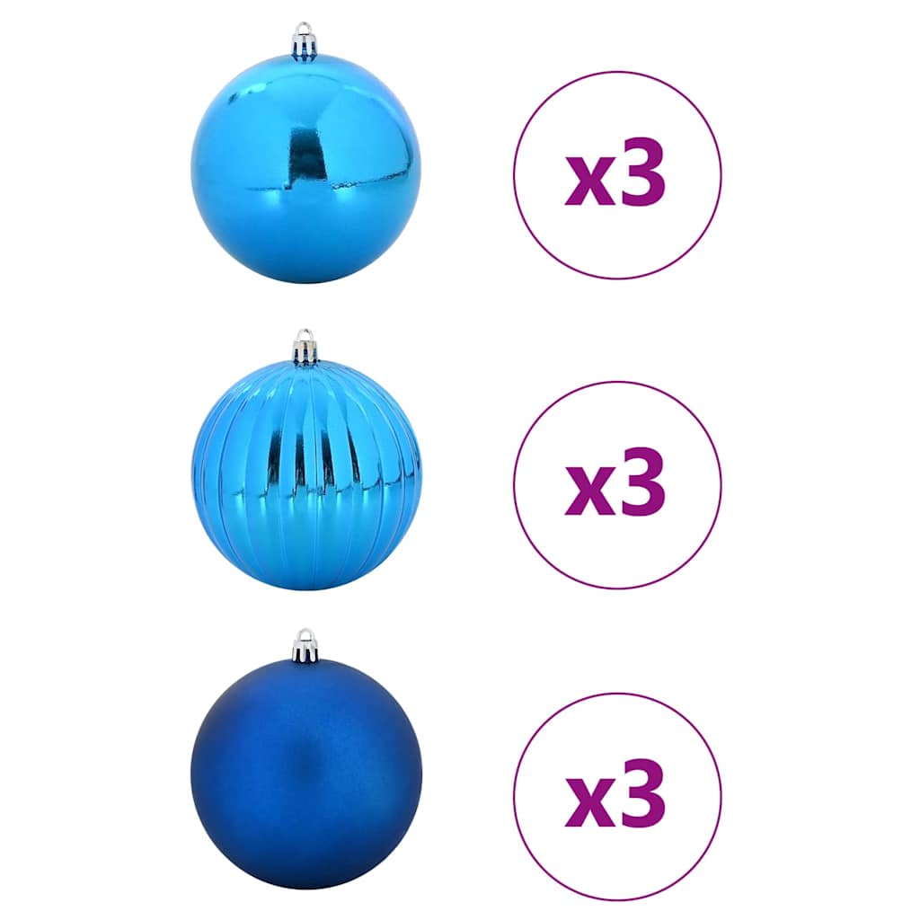 Julekulessett XL 9 stk. Blå Plast