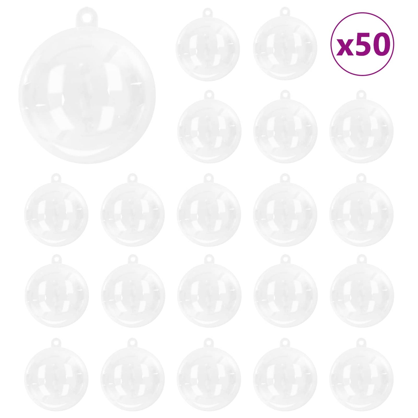Julekule Sett 50 pcs Gjennomsiktig Ø 5 cm