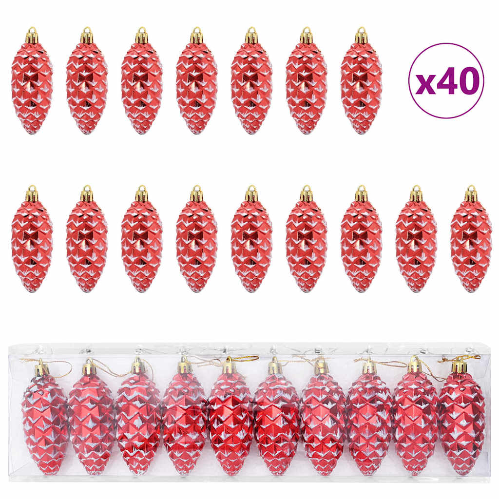 Julefuru Kongleball 40 pcs Rød Plast