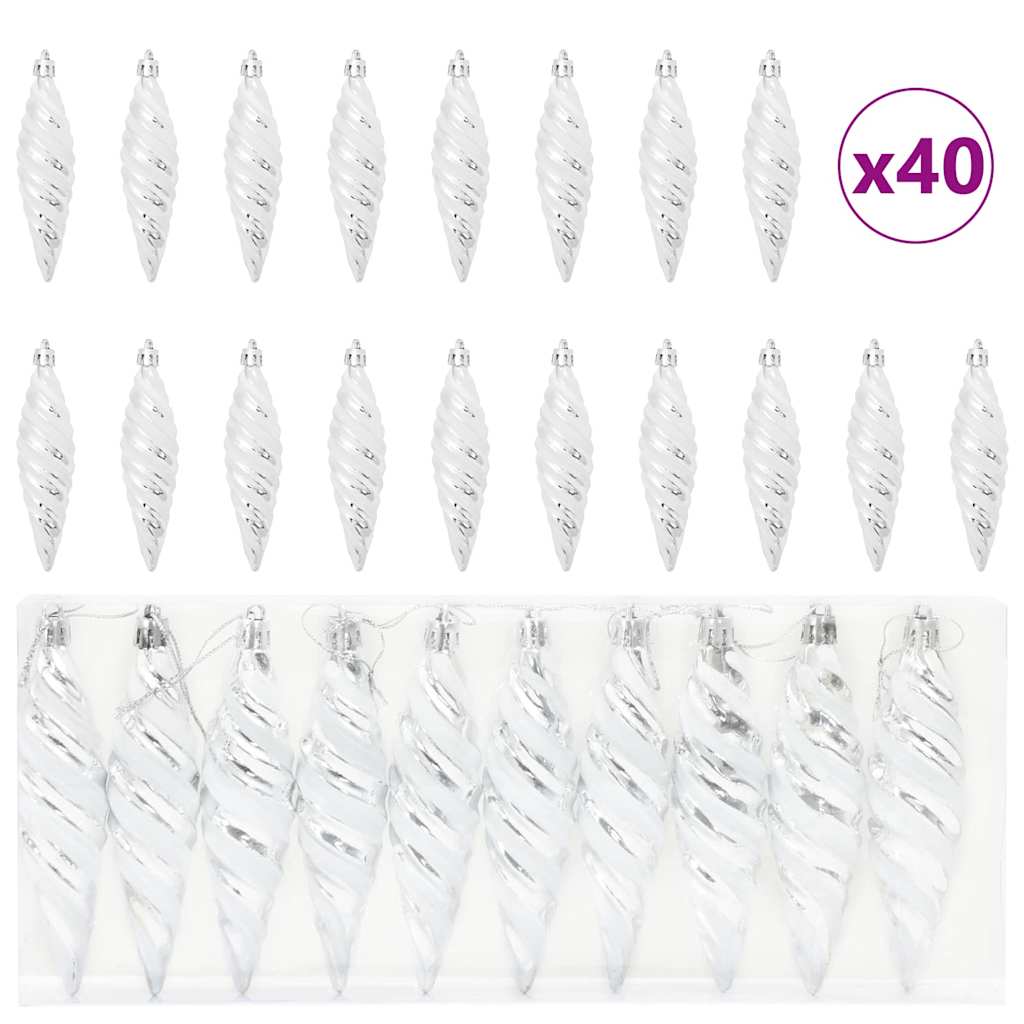 Jule Spiralformet Kule 40 pcs sølv Plast
