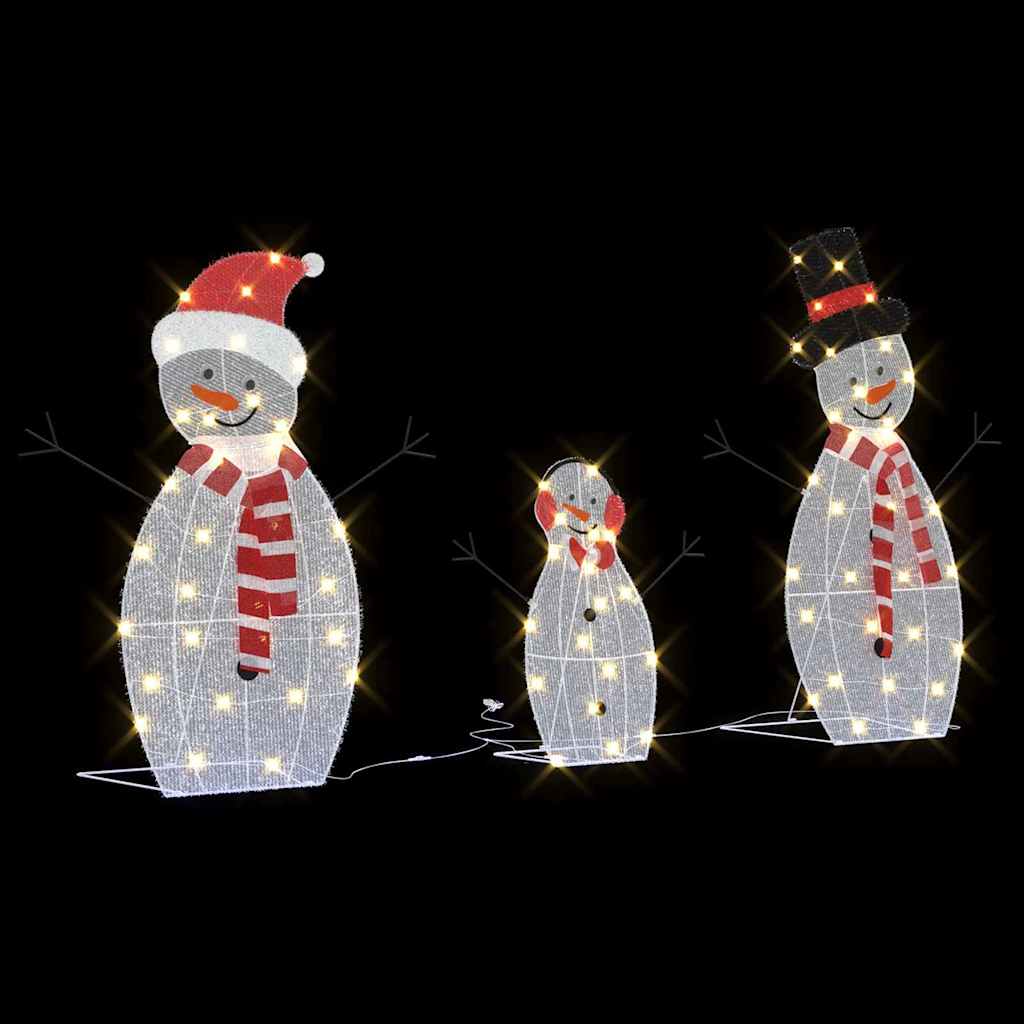 Belyst Snømann Familie 3 pcs Varmhvit Polyester