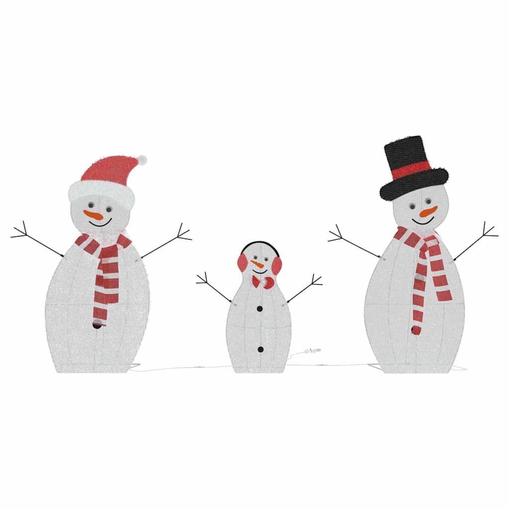 Belyst Snømann Familie 3 pcs Varmhvit Polyester