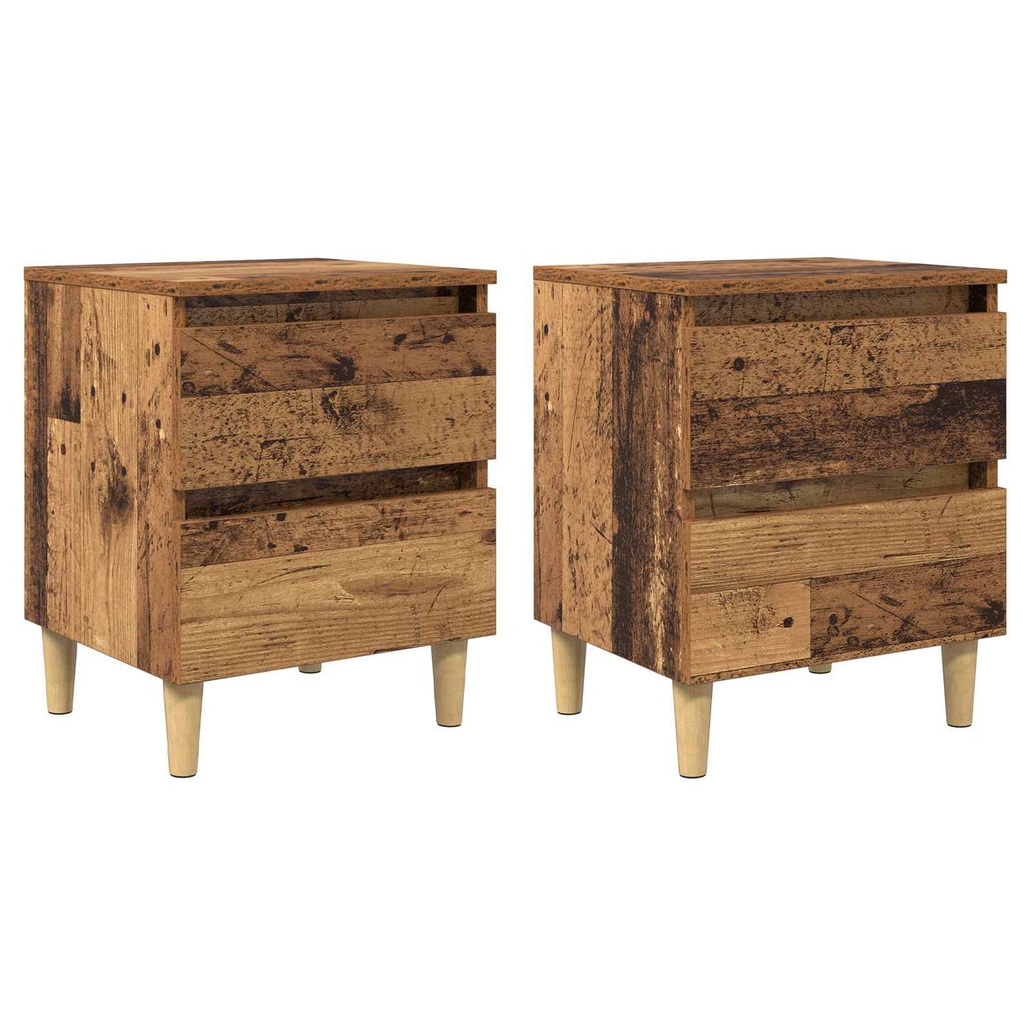 Sengskap 2 pcs Gamle tre 40 x 35 x 50 cm Konstruert tre