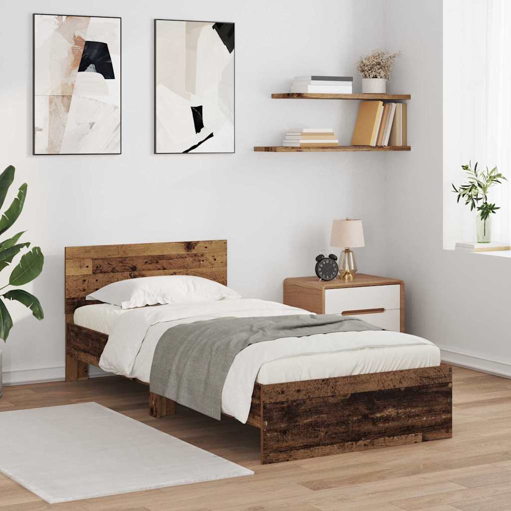 Sengestamme med hodegjerde Gamle tre 90 x 190 cm Konstruert tre