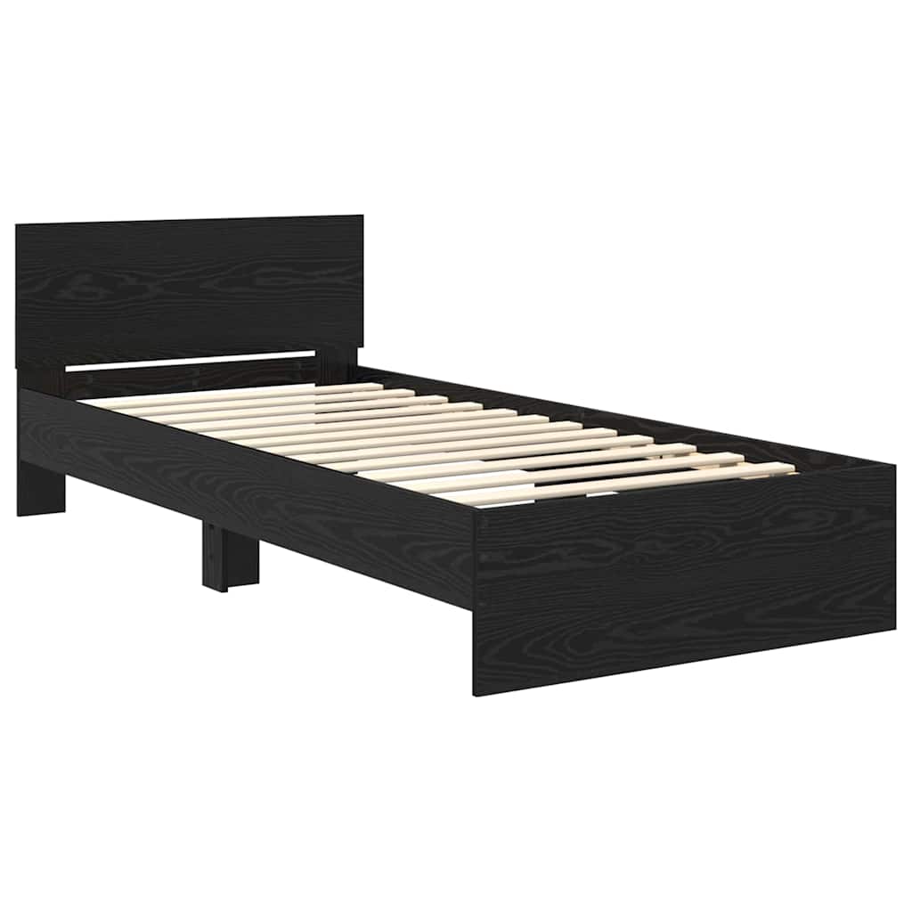 Sengestamme med hodegjerde Svart Eik 90 x 190 cm Konstruert tre