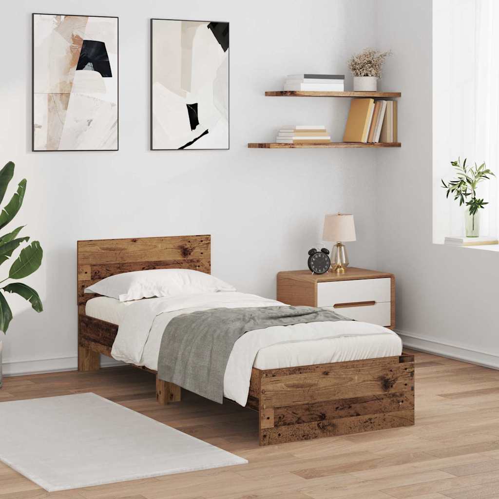 Sengestamme med hodegjerde Gamle tre 75 x 190 cm Konstruert tre