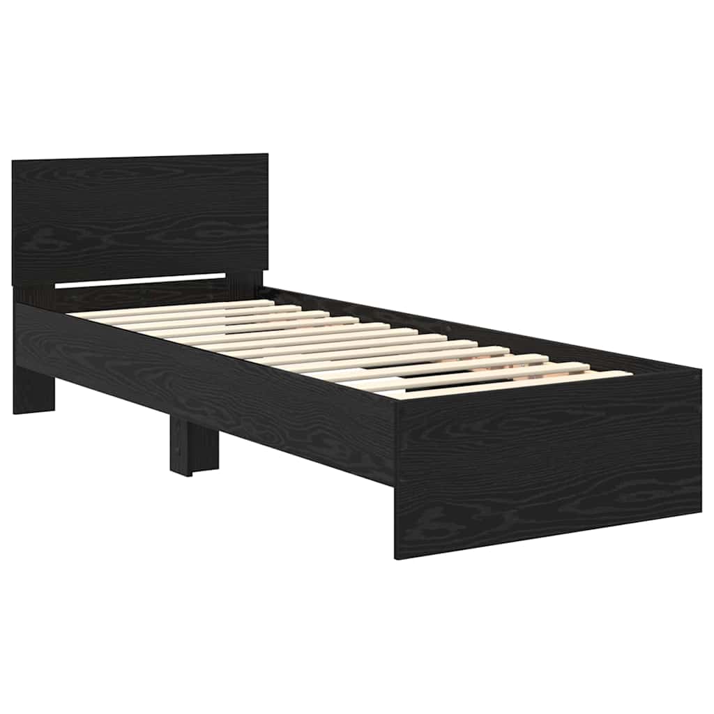 Sengestamme med hodegjerde Svart Eik 75 x 190 cm Konstruert tre