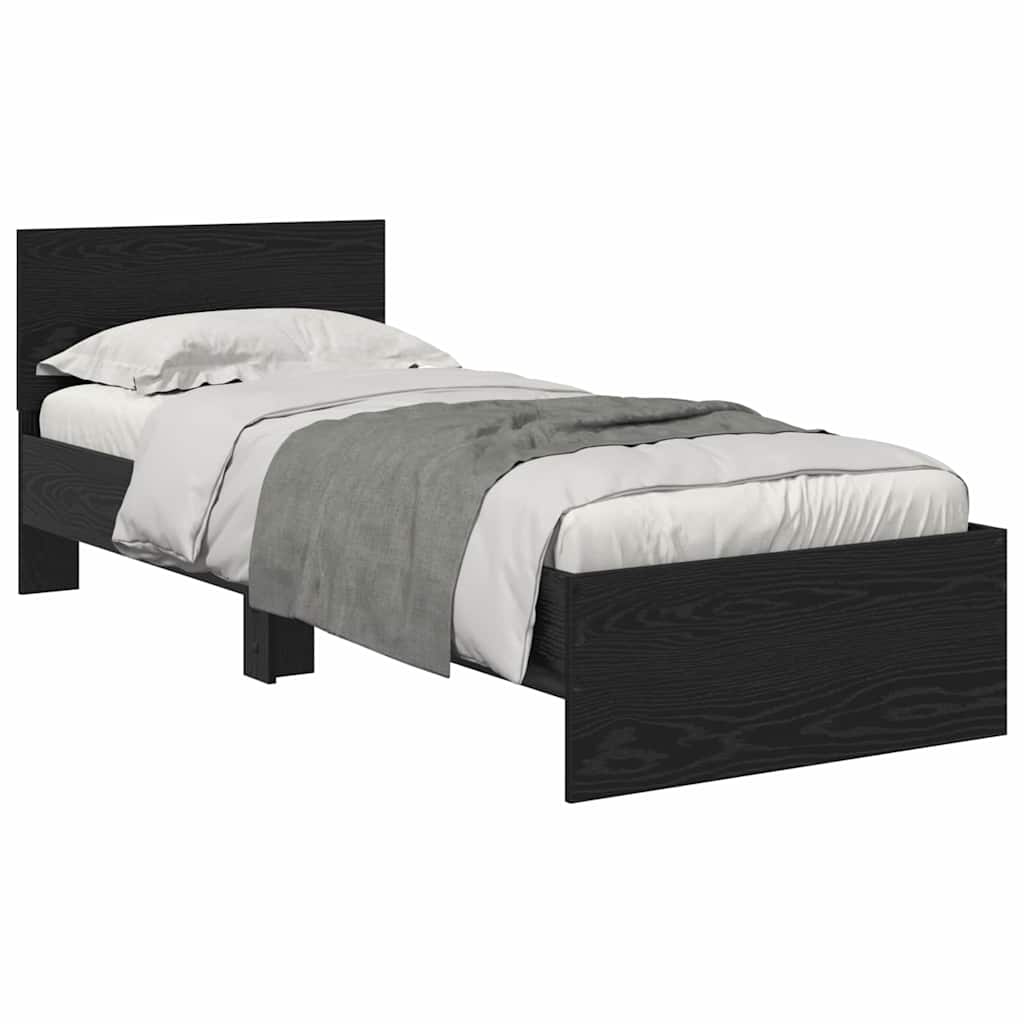 Sengestamme med hodegjerde Svart Eik 75 x 190 cm Konstruert tre