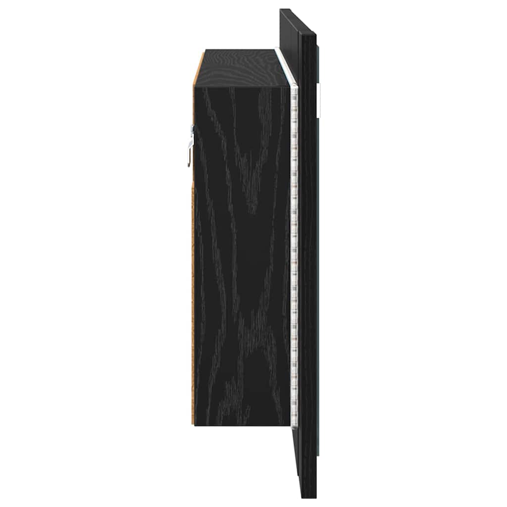 Baderomsspeilskap Svart Eik 80 x 12 x 45 cm Konstruert tre