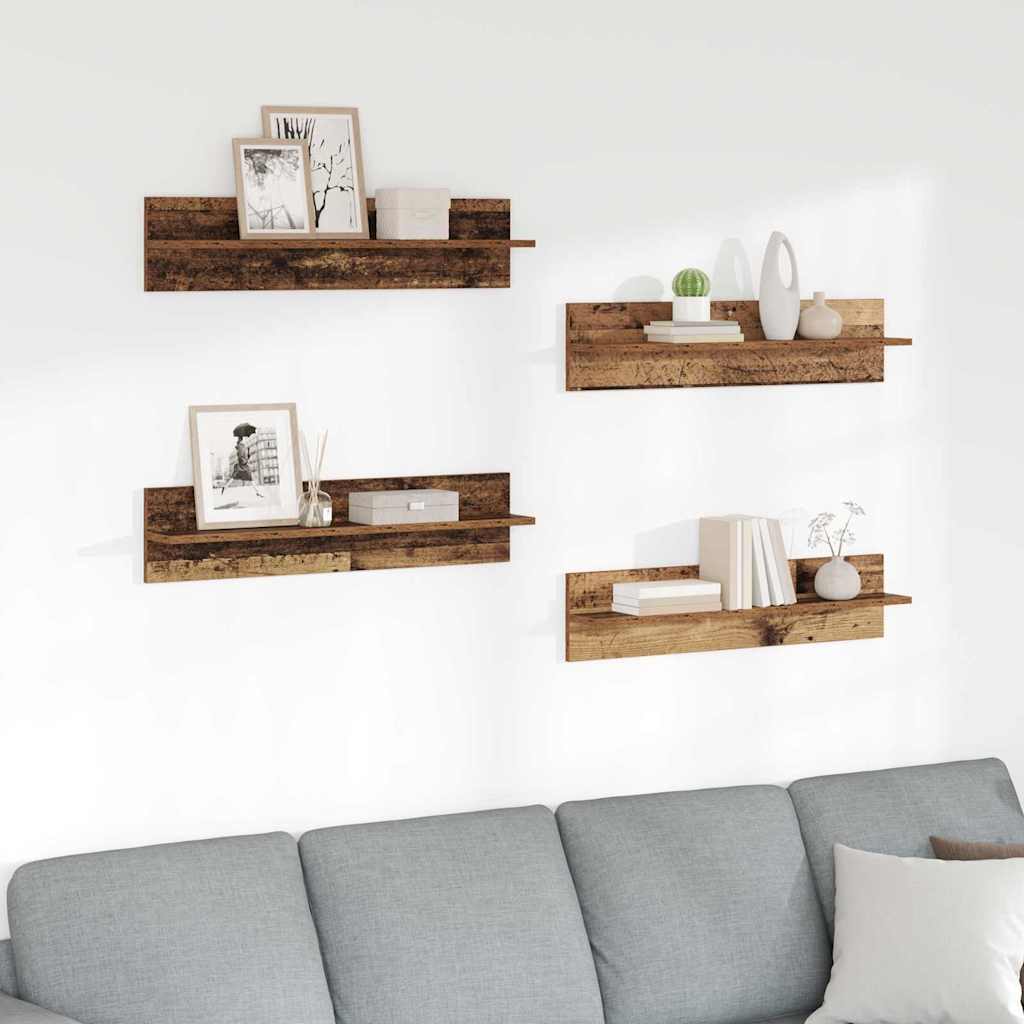 Vegghyller 4 pcs Gamle tre 80 x 11,5 x 18 cm Konstruert tre