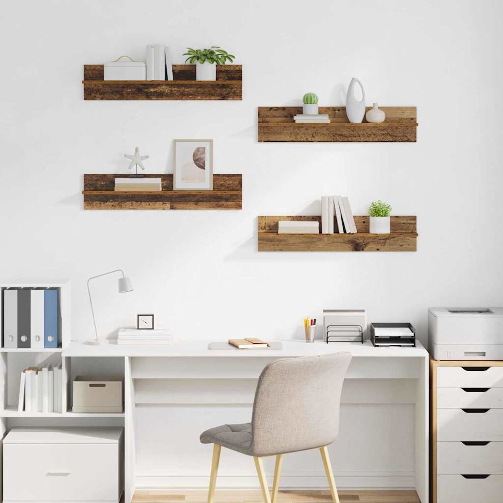 Vegghyller 4 pcs Gamle tre 80 x 11,5 x 18 cm Konstruert tre