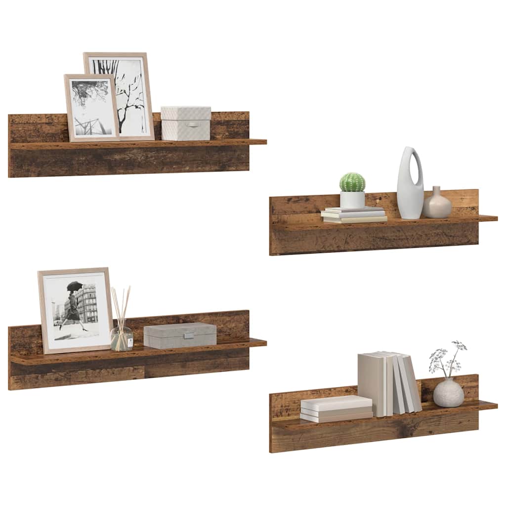 Vegghyller 4 pcs Gamle tre 80 x 11,5 x 18 cm Konstruert tre