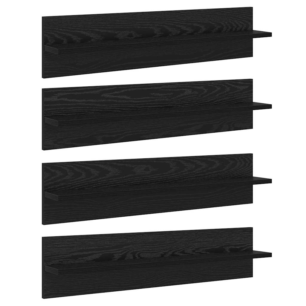Vegghyller 4 pcs Svart Eik 80 x 11,5 x 18 cm Konstruert tre