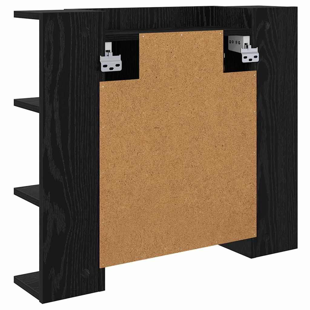 Speilskap med hylle Svart Eik 70 x 16,5 x 60 cm Konstruert tre