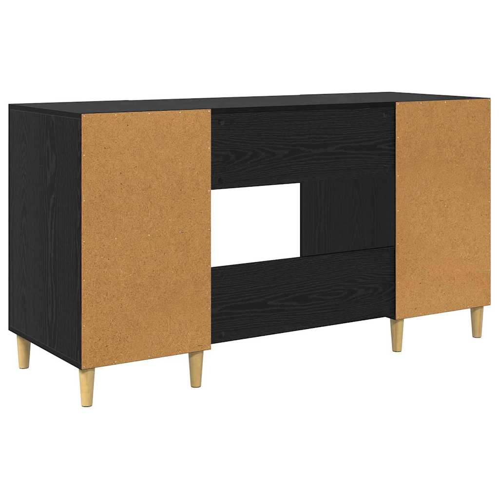 Skrivebord med hylle Svart Eik 140 x 50 x 75 cm Konstruert tre