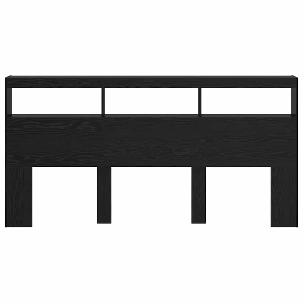 Hodegavl med hylle Svart Eik 200 x 17 x 102 cm Konstruert tre