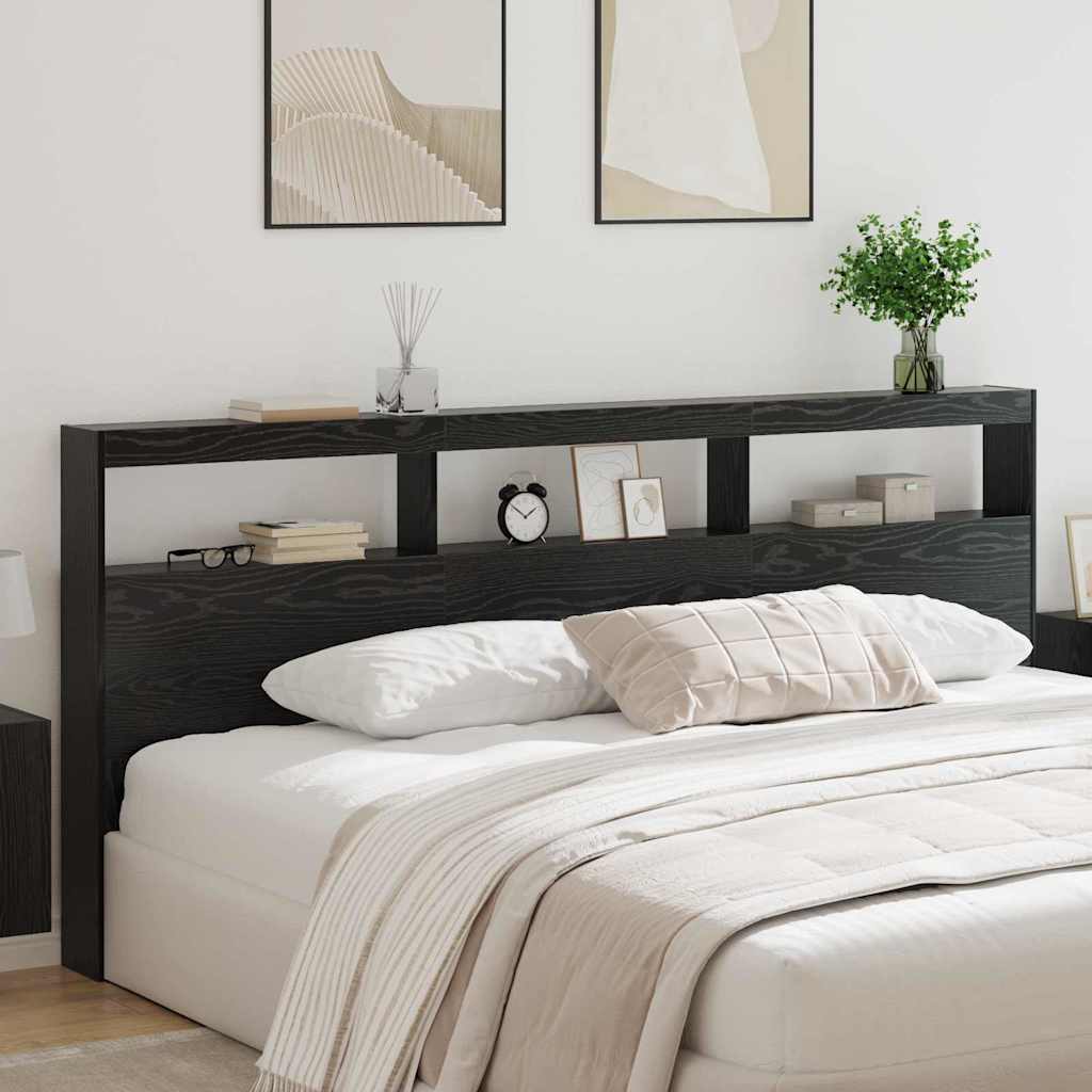 Hodegavl med hylle Svart Eik 220 x 17 x 102 cm Konstruert tre