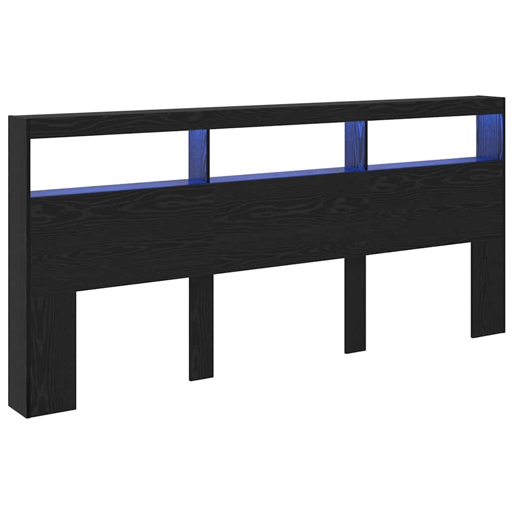 Hodegavl med hylle Svart Eik 220 x 17 x 102 cm Konstruert tre