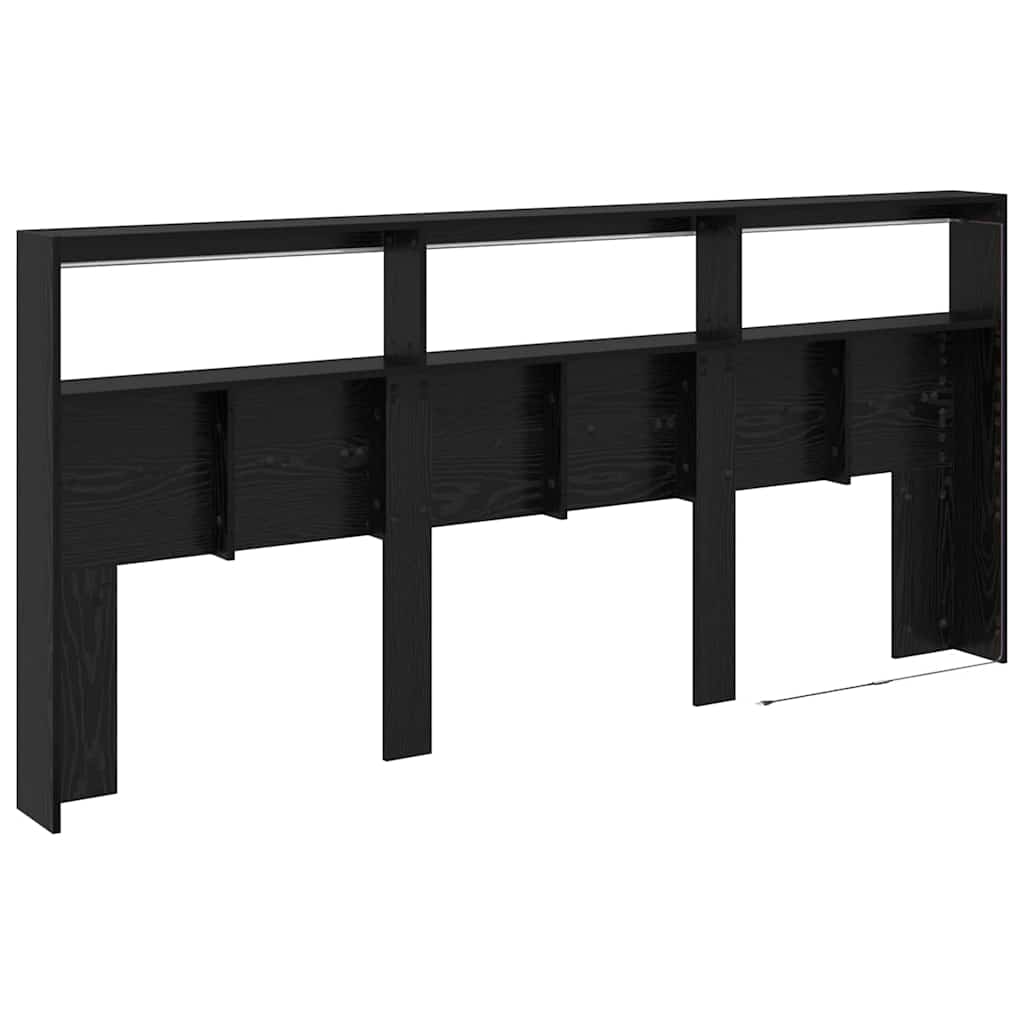 Hodegavl med hylle Svart Eik 220 x 17 x 102 cm Konstruert tre