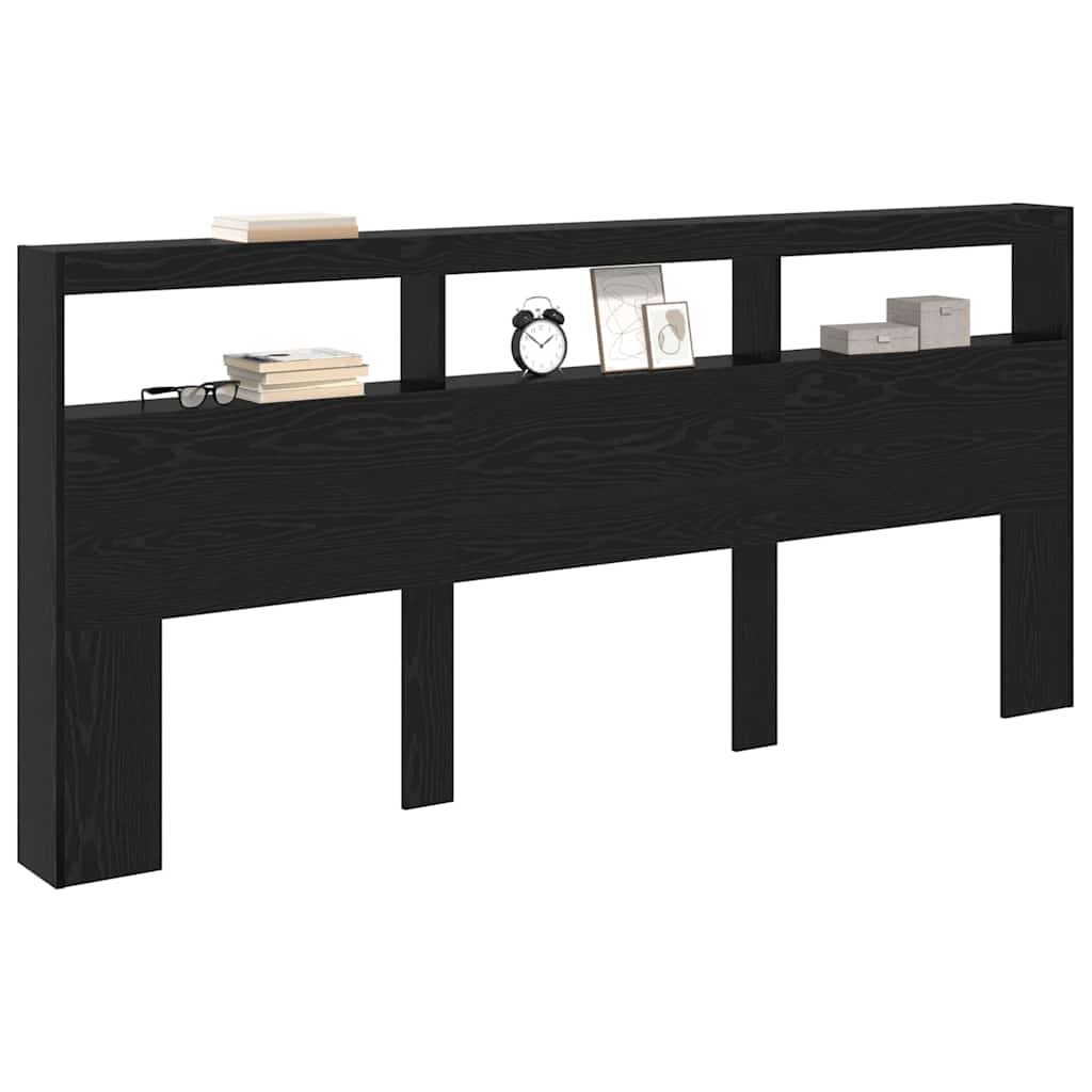 Hodegavl med hylle Svart Eik 220 x 17 x 102 cm Konstruert tre