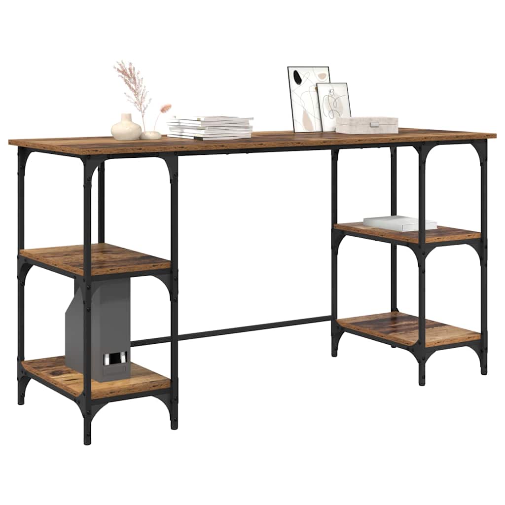 Skrivebord med hylle Gamle tre 140 x 50 x 75 cm Konstruert tre