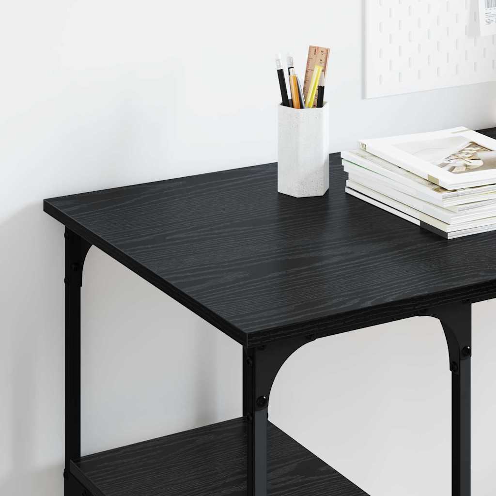 Skrivebord med hylle Svart Eik 140 x 50 x 75 cm Konstruert tre