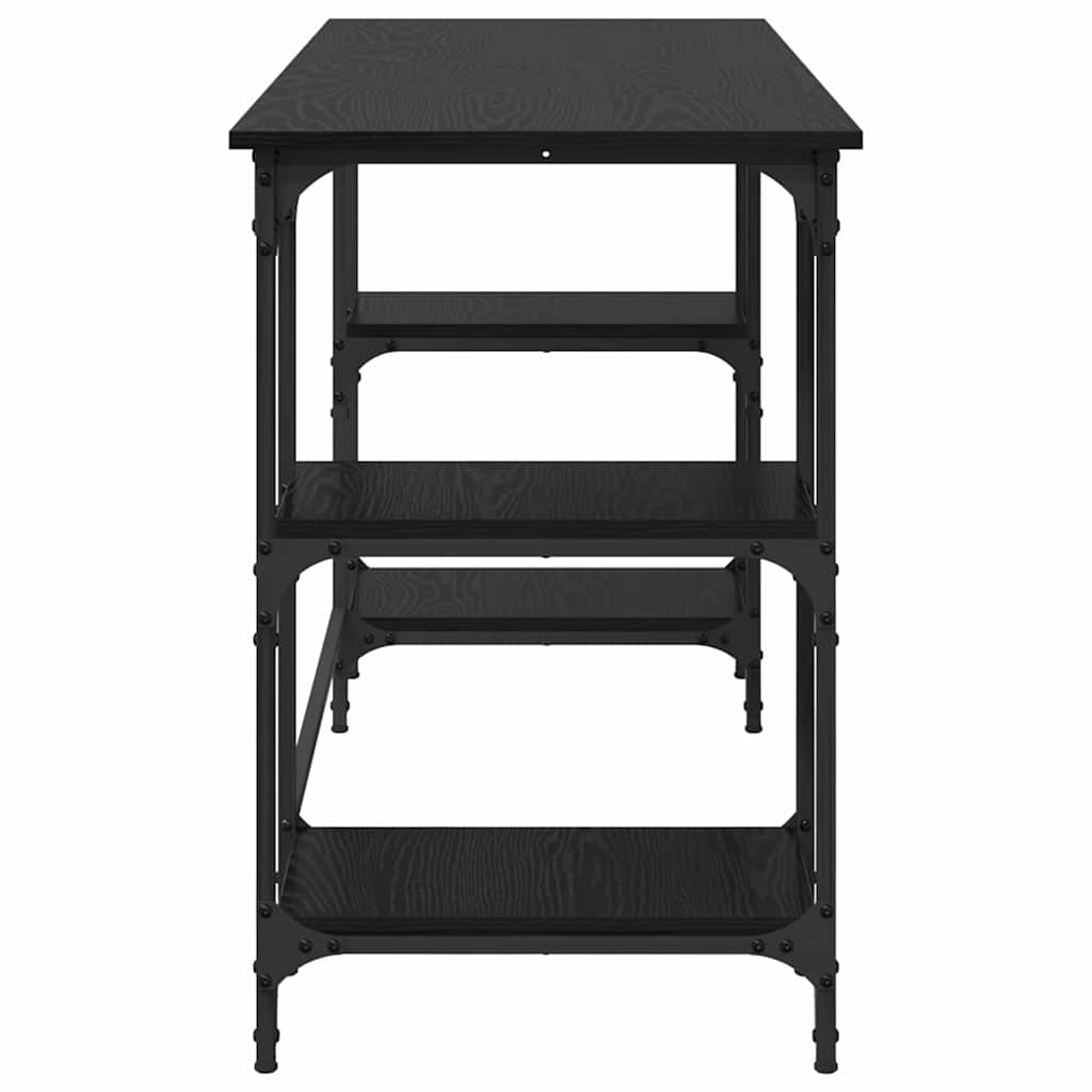 Skrivebord med hylle Svart Eik 140 x 50 x 75 cm Konstruert tre