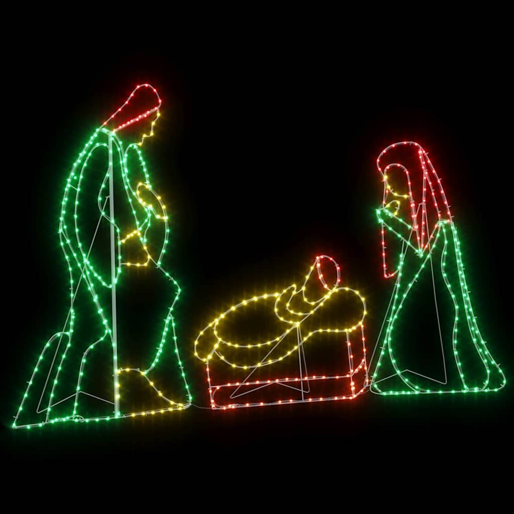Belyst Nativitetsscene med 550 LED Flerfarget 112 x 71,5 cm PVC
