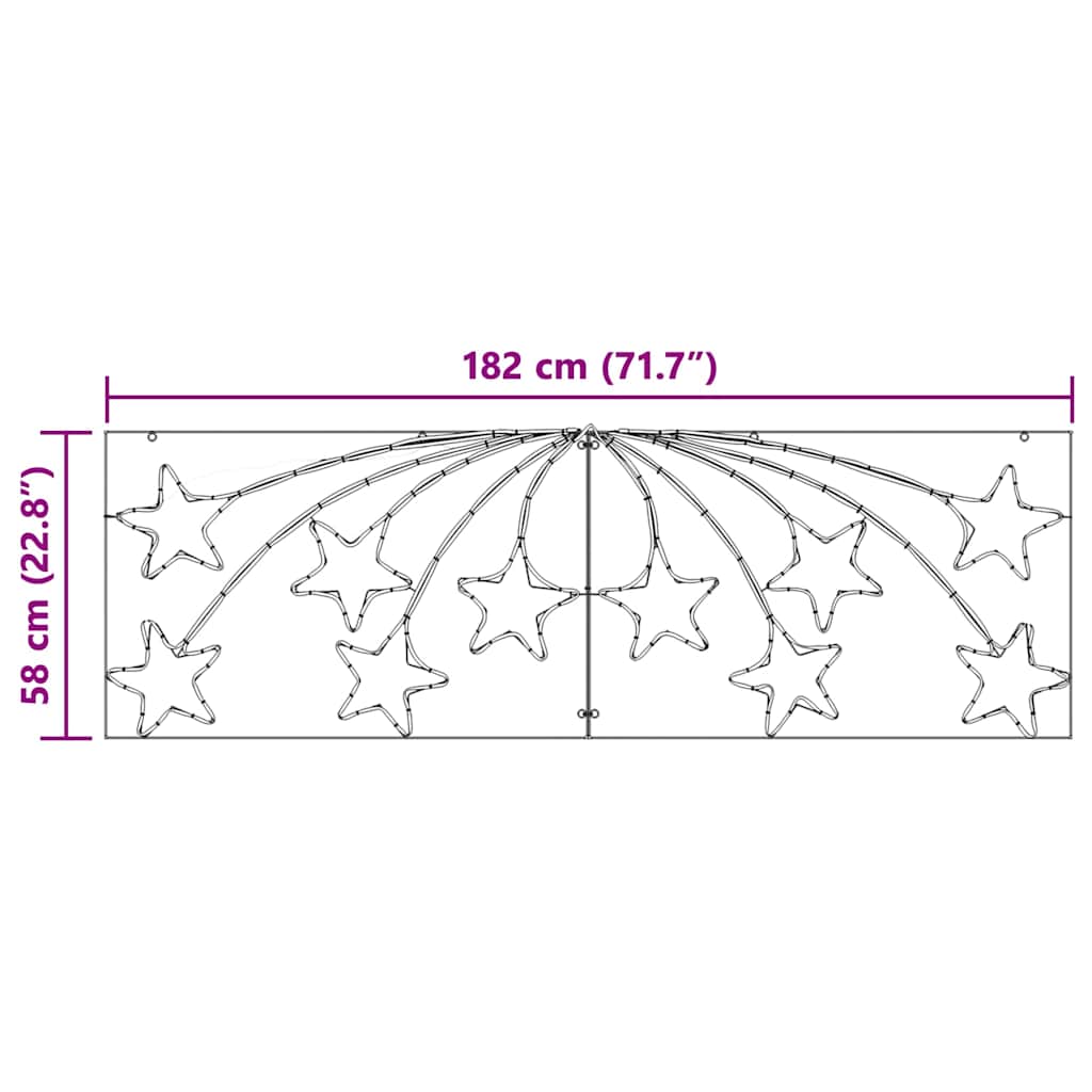 Jule Stjerne med 432 LED Flerfarget 182 x 58 cm PVC