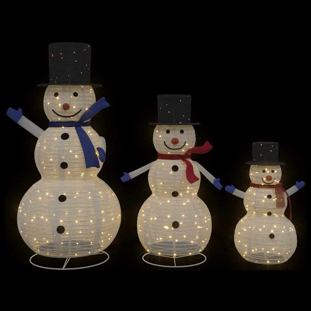 Jule Snømann Familie med 270 LED 3 pcs Varmhvit stoff