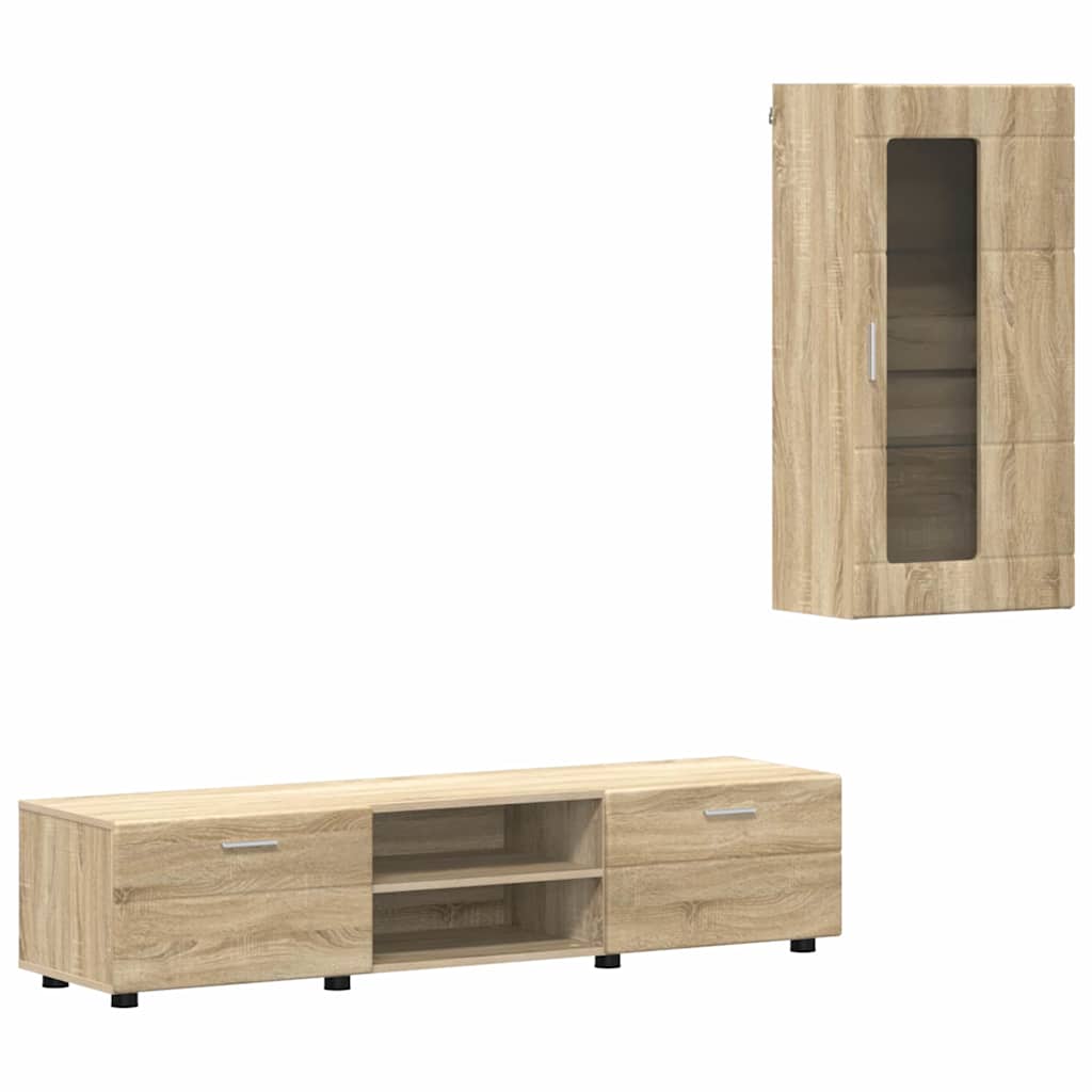 TV-benksett med skuff FLORIN 3 pcs Sonoma eik Konstruert tre
