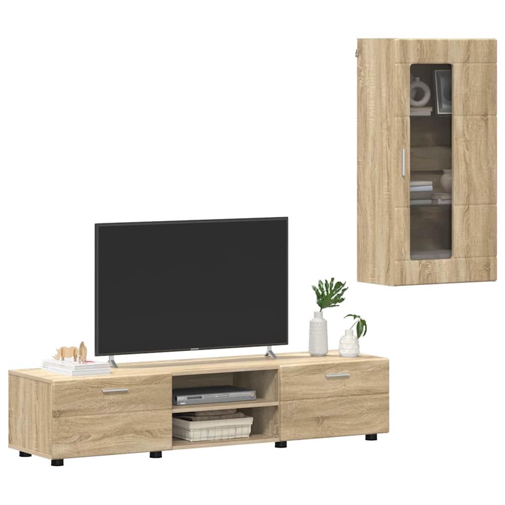 TV-benksett med skuff FLORIN 3 pcs Sonoma eik Konstruert tre