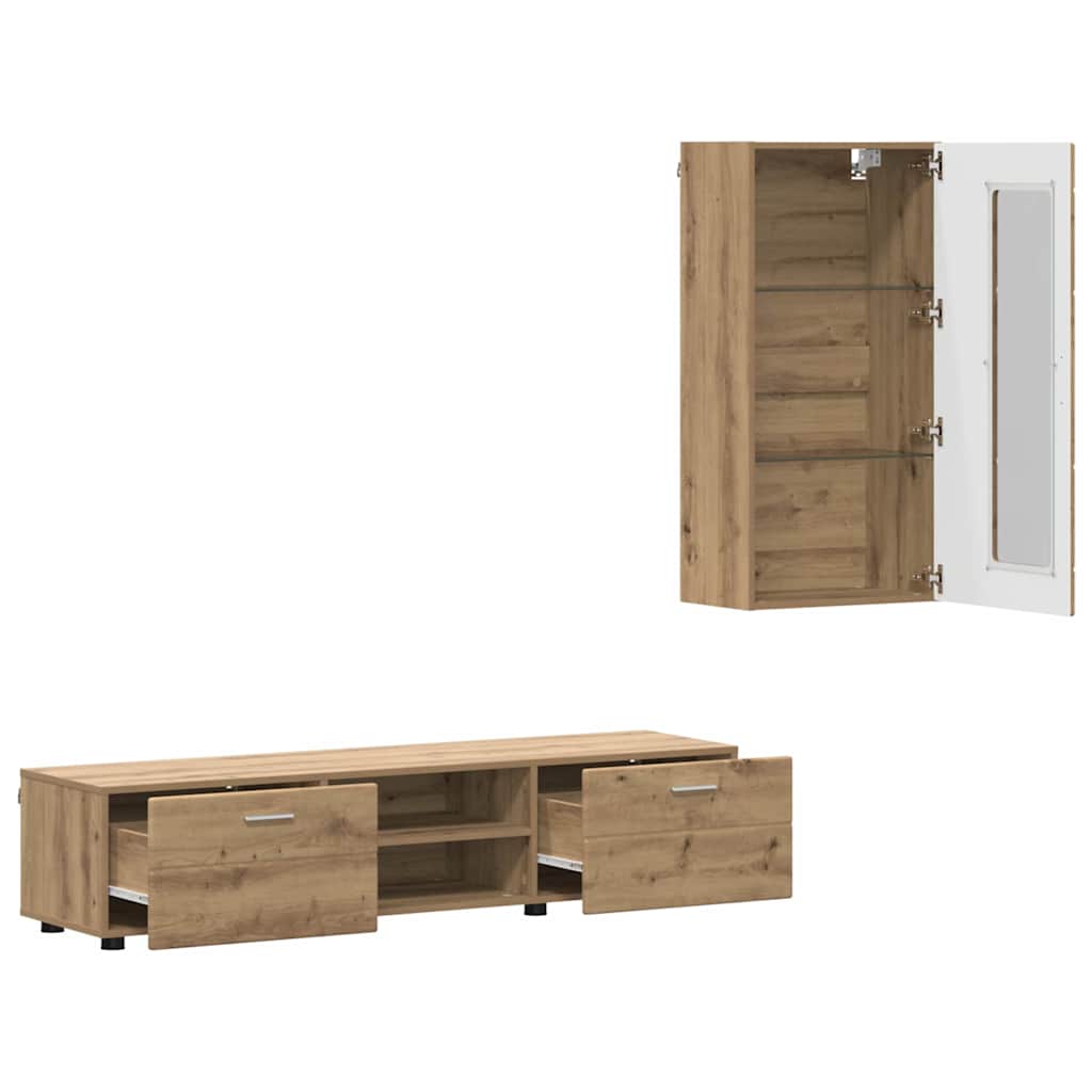 TV-benksett med skuff FLORIN 3 pcs Artisan Eik Konstruert tre