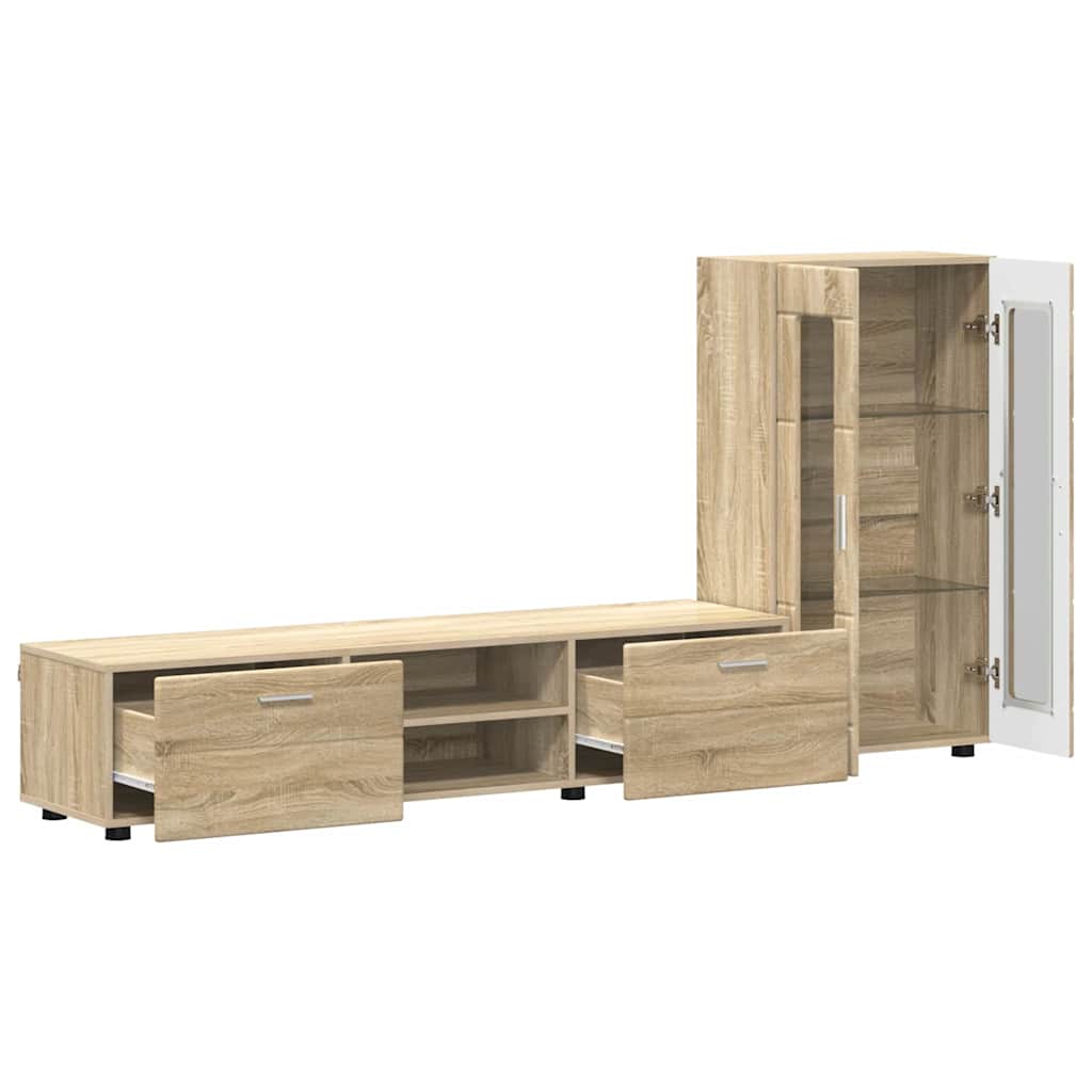 TV-benksett med skuff FLORIN 3 pcs Sonoma eik Konstruert tre