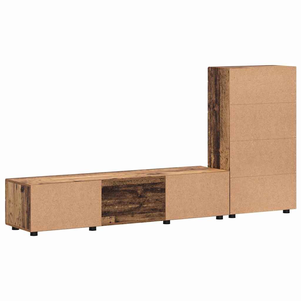 TV-benksett med skuff FLORIN 3 pcs Gammelt tre Konstruert tre
