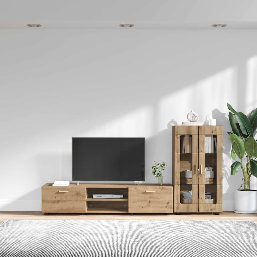 TV-benksett FLORIN 3 pcs Artisan Eik Konstruert tre