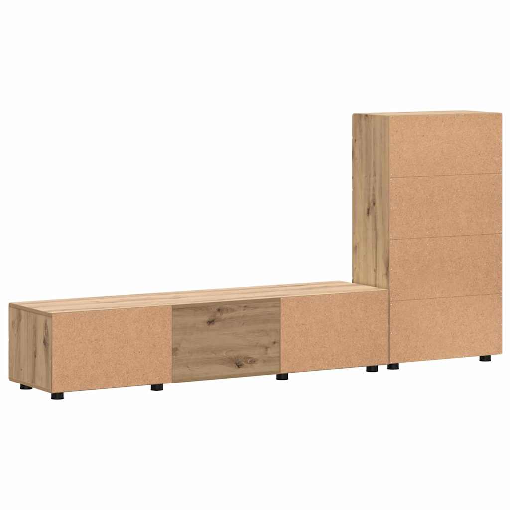 TV-benksett FLORIN 3 pcs Artisan Eik Konstruert tre